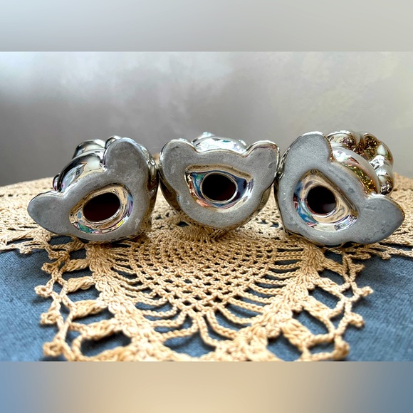 Three Wise Monkeys Small Silver Statues - Picture 3 of 5